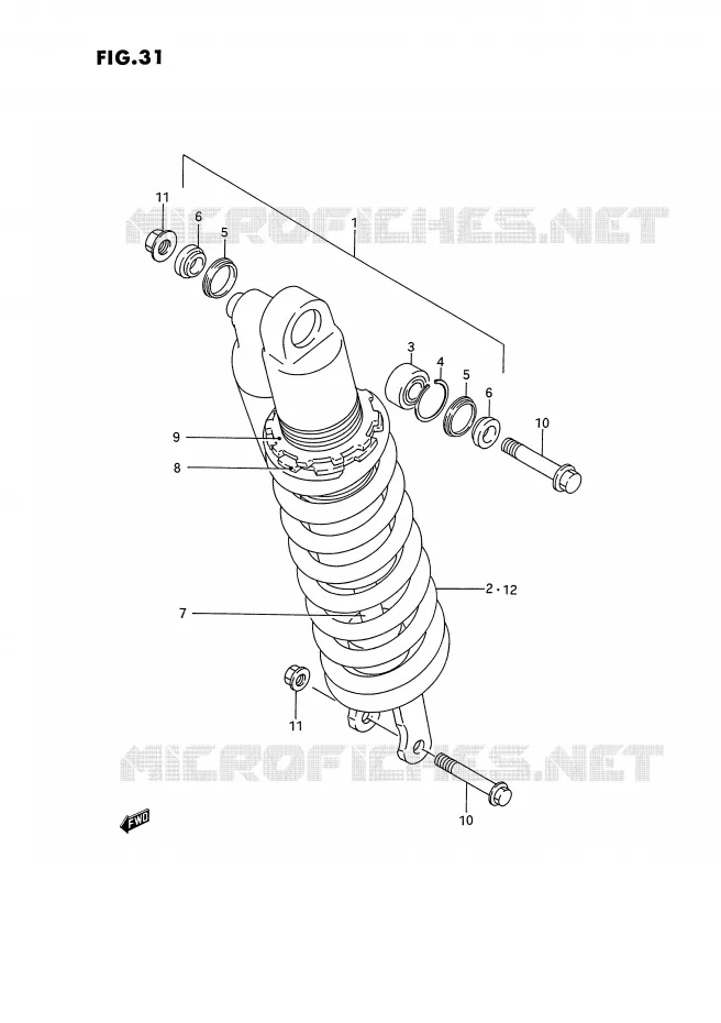 SCHOKDEMPER (MODELE N) Suzuki MOTO 125 RM 1992  RM125N(E2)