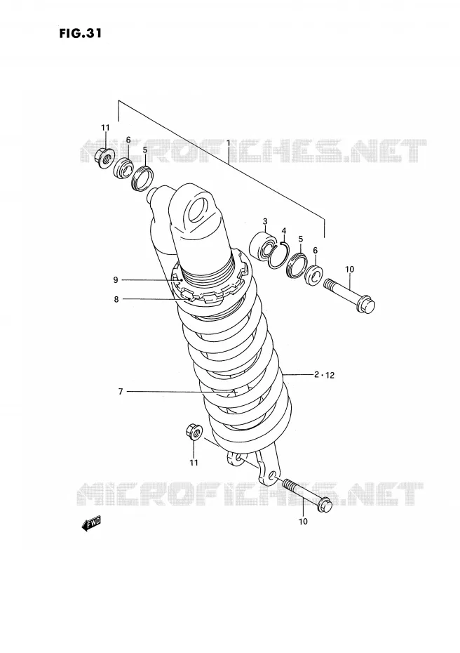 SCHOKDEMPER (MODELE N) Suzuki MOTO 125 RM 1995  RM125S(E3)