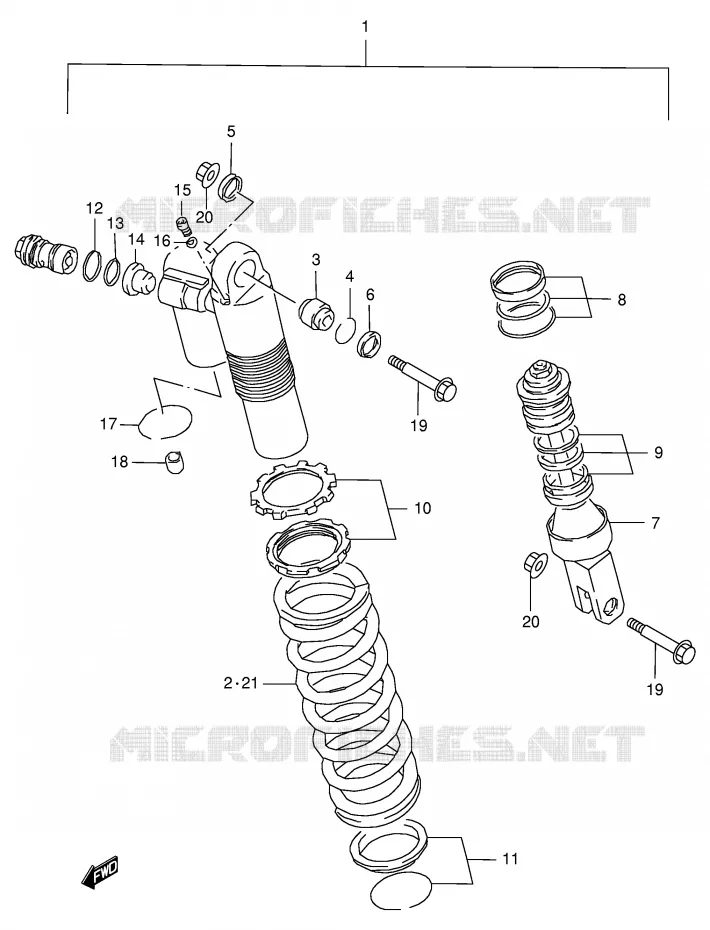 SCHOKDEMPER (MODELE T) Suzuki MOTO 125 RM 1998  RM125W(E2)