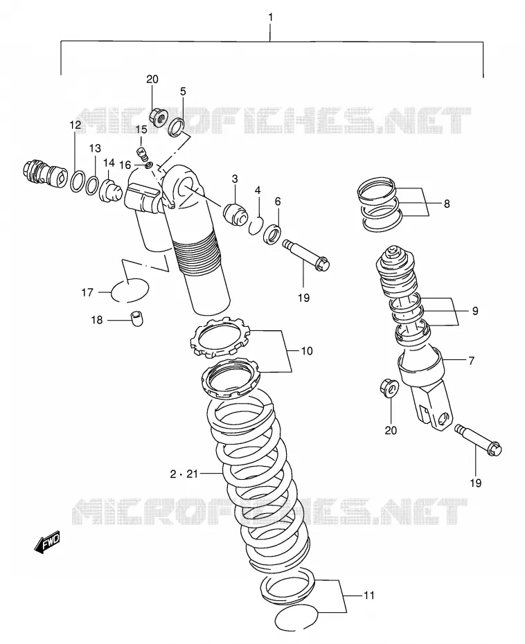 SCHOKDEMPER (MODELE T) Suzuki MOTO 250 RM 1998  RM250W(E3/E28)