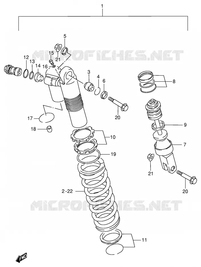 SCHOKDEMPER (MODELE V) Suzuki MOTO 125 RM 2000  RM125Y(E2)