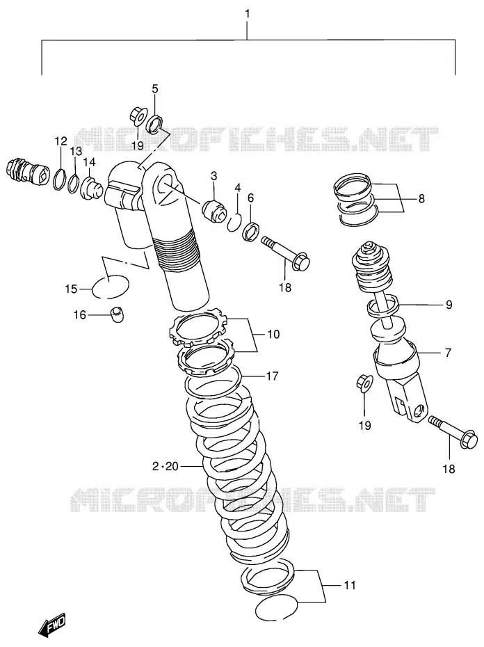 SCHOKDEMPER (MODELE W) Suzuki MOTO 125 RM 2000  RM125Y(E2)