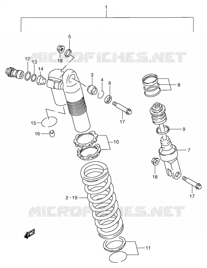 SCHOKDEMPER (MODELE X) Suzuki MOTO 250 RM 1997  RM250V(E3/E28)