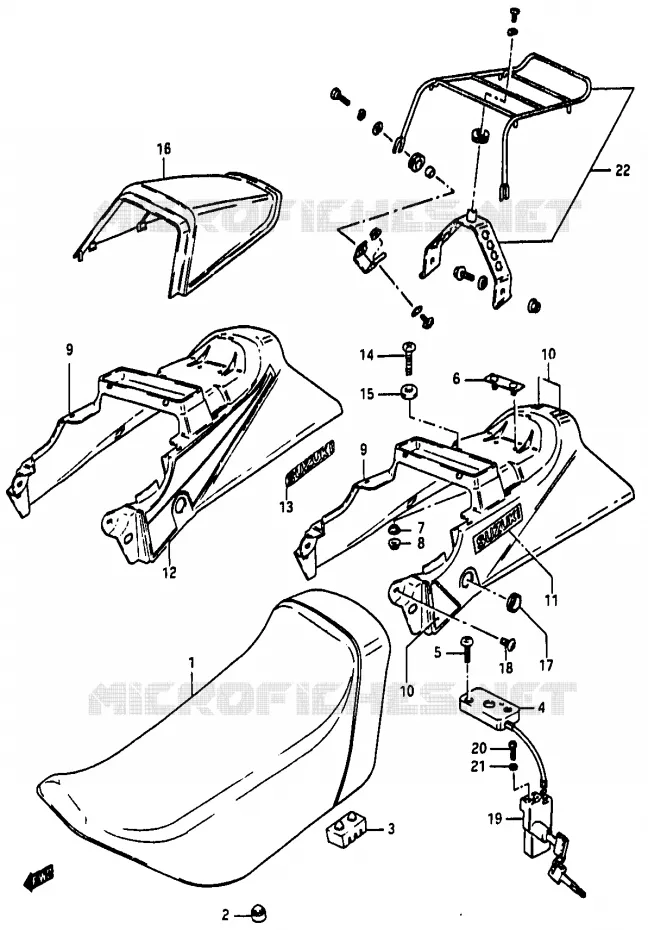 SEAT (MODELE G/G1) Suzuki MOTO 50 RG 1985  RG50F(D/E/F/1/G/J/K)