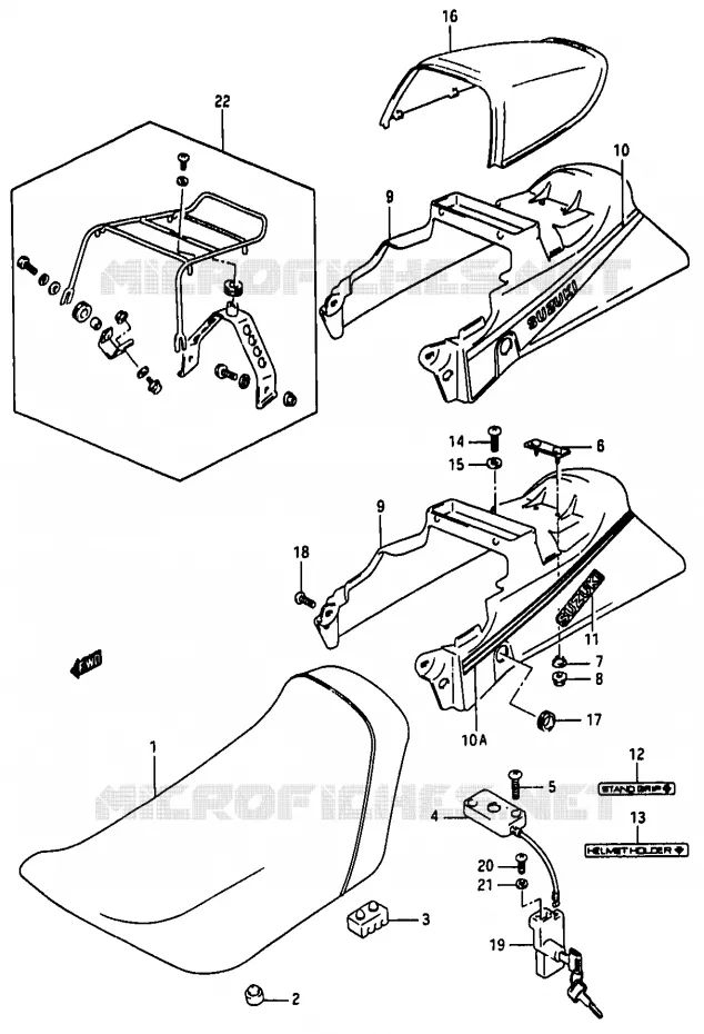 SEAT (MODELE J) Suzuki MOTO 50 RG 1984  RG50WE(D/E/F/1/G/J/K)