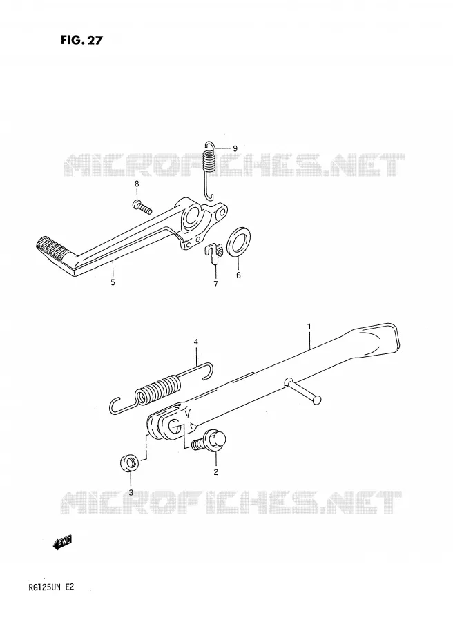 STAND - ACHTER REMPEDAAL Suzuki MOTO 125 RG 1992  RG125UN(E2)