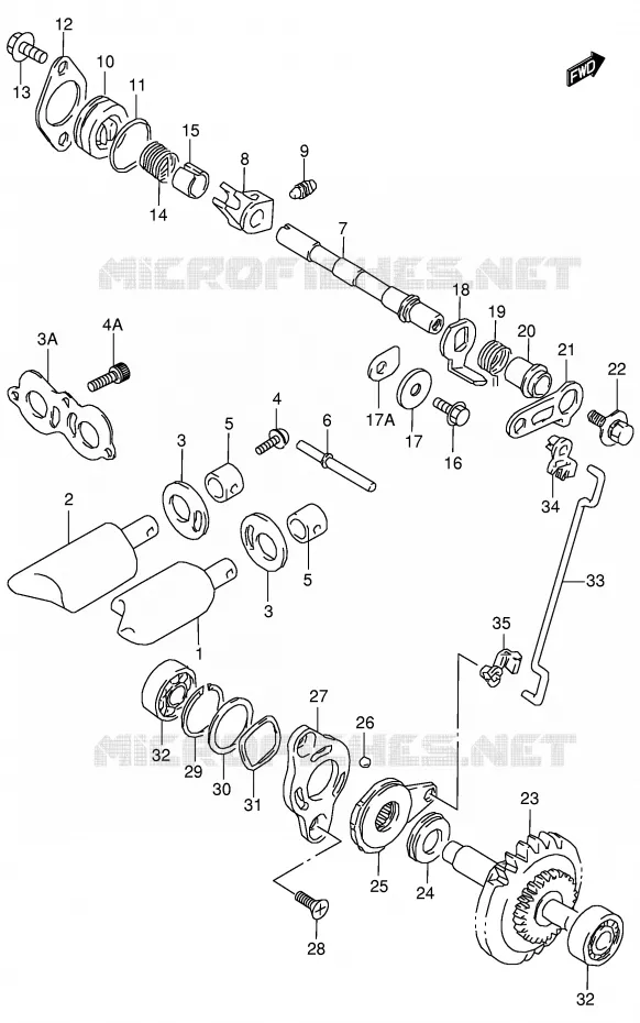 UITLAATKLEP (MODELE T/V/W/X) Suzuki MOTO 125 RM 1997  RM125V(E2)