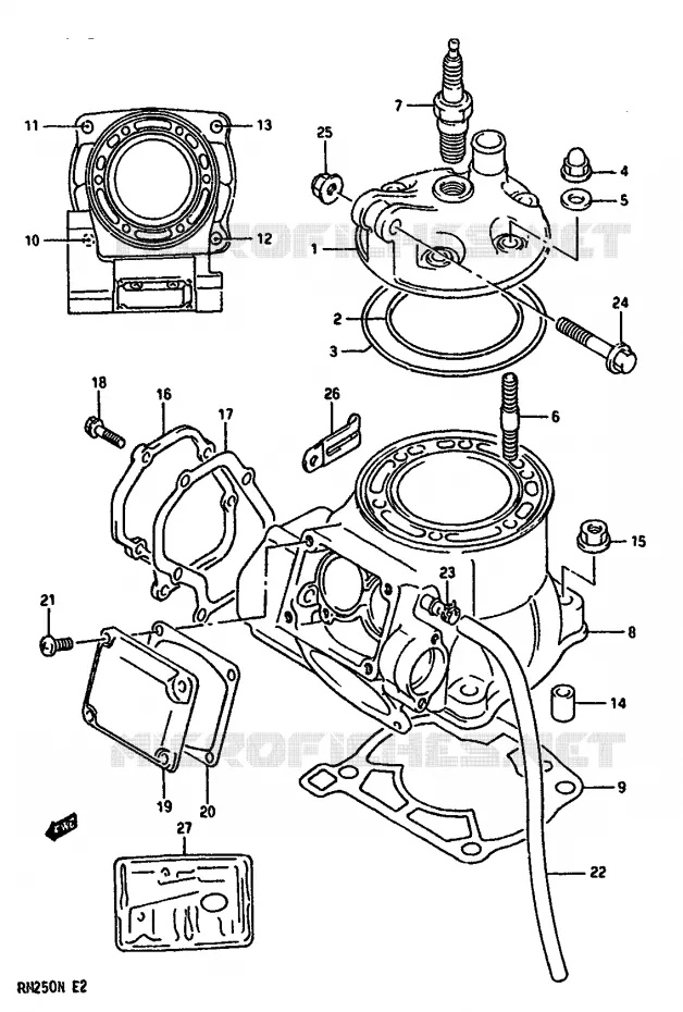 UITLAATKLEP Suzuki MOTO 250 RM 1990  RM250L(K/L/M/N)