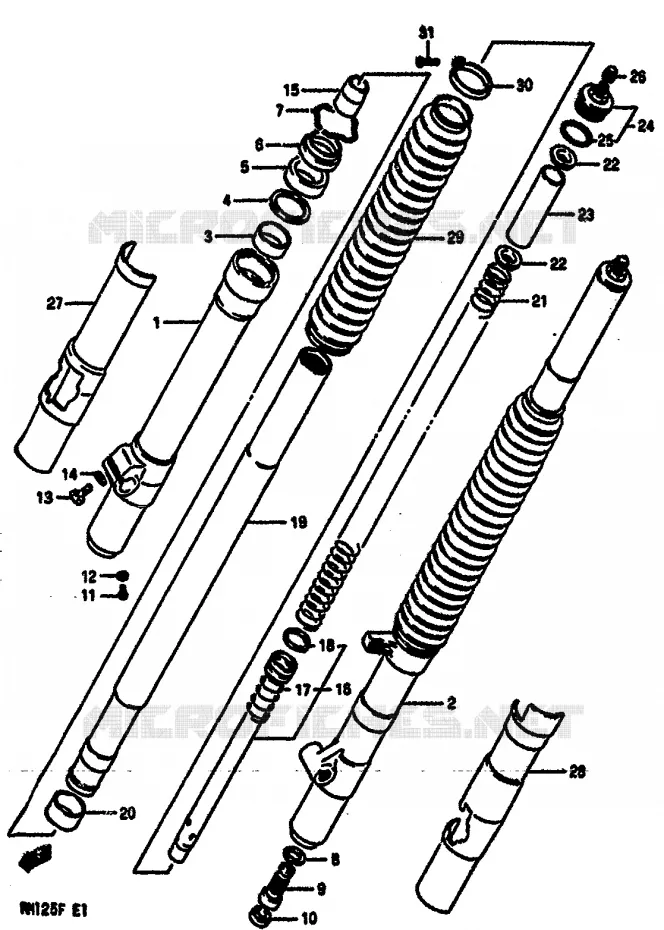 VOORVORK (MODELE F) Suzuki MOTO 125 RM 1985  RM125F(E/F)