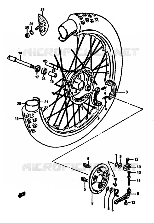 VOORWIEL (MODELE E) Suzuki MOTO 125 RM 1985  RM125F(E/F)