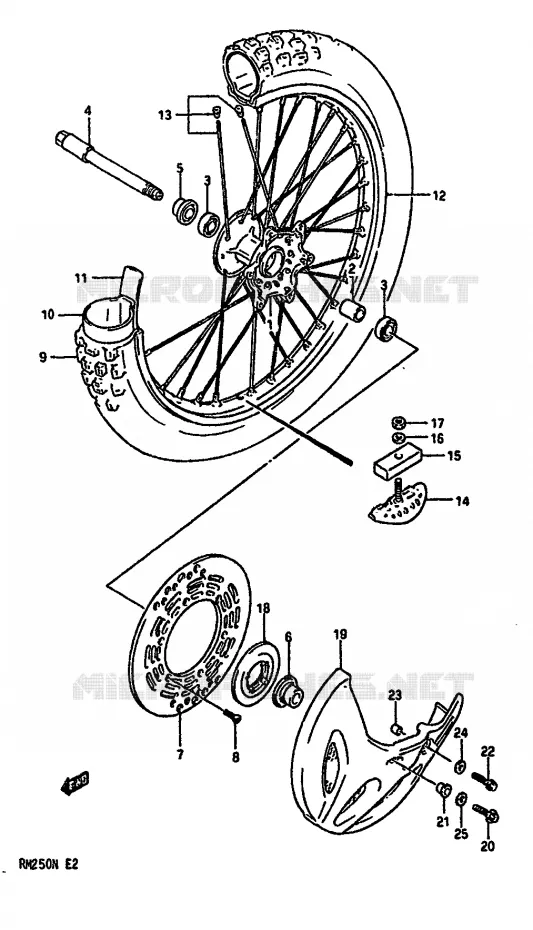 VOORWIEL (MODELE N) Suzuki MOTO 250 RM 1992  RM250 N (E02,E04,E24)