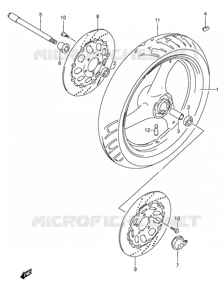 VOORWIEL (MODELE S/T/V) Suzuki MOTO 600 RF 1996  RF600RUT(E2)