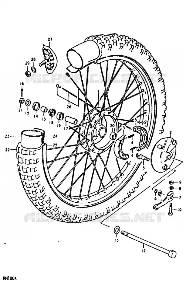 VOORWIEL Suzuki MOTO 100 RM 1992  RM100N(N/T/X)