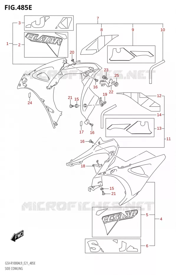 SIDE KUIPNG (GSX-R1000RA)(SEE NOTE 1) Suzuki MOTO 1000 GSX-R 2019  GSX-R1000RA L9 / GSX-R1000RZA L9 (E21)