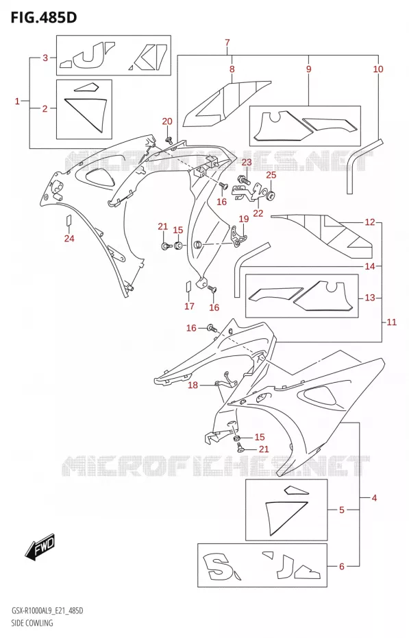 SIDE KUIPNG (GSX-R1000RA)(SEE NOTE 1) Suzuki MOTO 1000 GSX-R 2019  GSX-R1000RA L9 / GSX-R1000RZA L9 (E21)