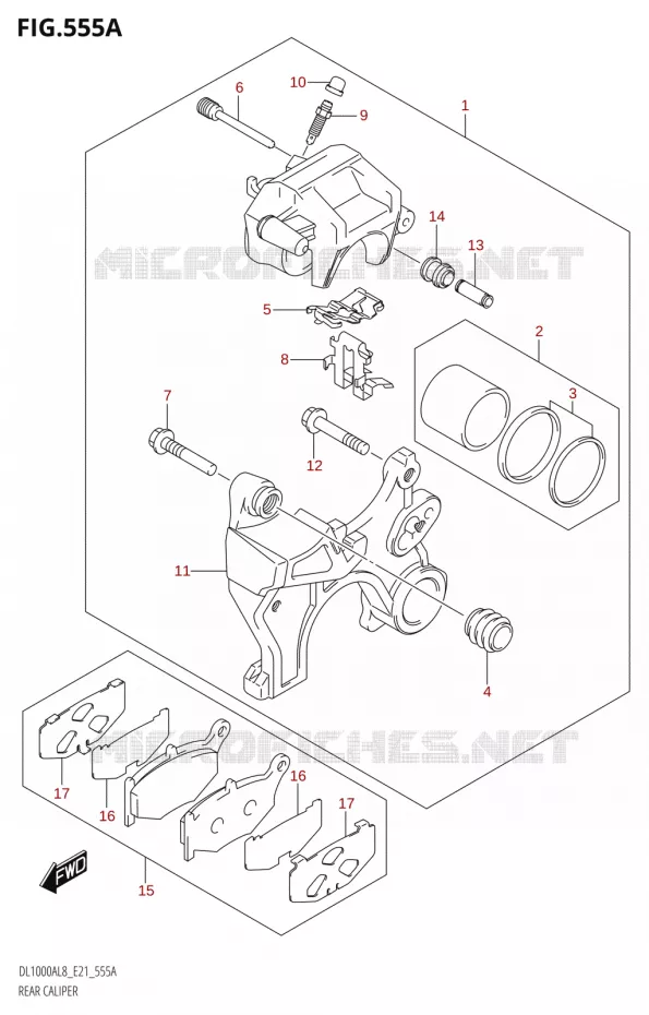 REAR CALIPER Suzuki MOTO 1000 V-STROM 2018  DL1000AL8 E21