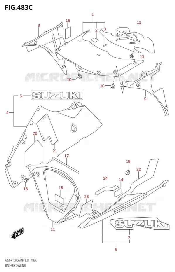 ONDERAANKLEDINGUR (GSX-R1000RA) Suzuki MOTO 1000 GSX-R 2020  GSX-R1000RA M0 / GSX-R1000RZA M0 (E21)