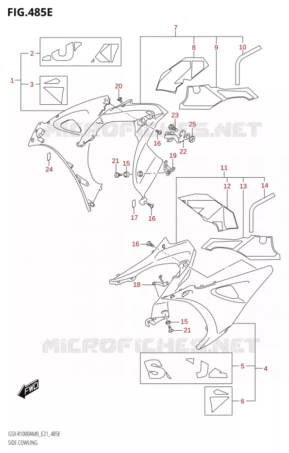 SIDE KUIPNG (GSX-R1000RA)(SEE NOTE 1) Suzuki MOTO 1000 GSX-R 2020  GSX-R1000RA M0 / GSX-R1000RZA M0 (E21)