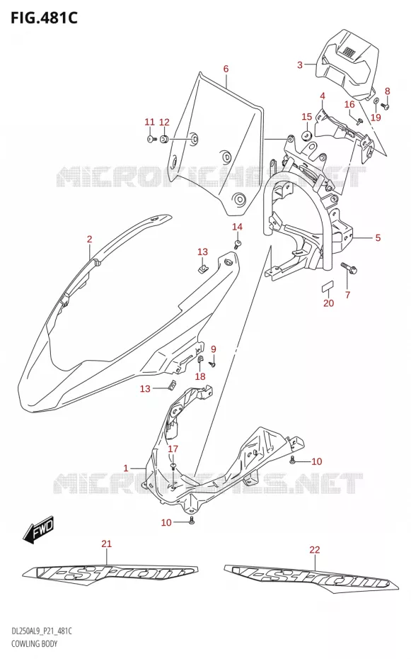 KUIP - ETIKETTEN Suzuki MOTO 250 V-STROM 2019  DL250A L9 (P21)