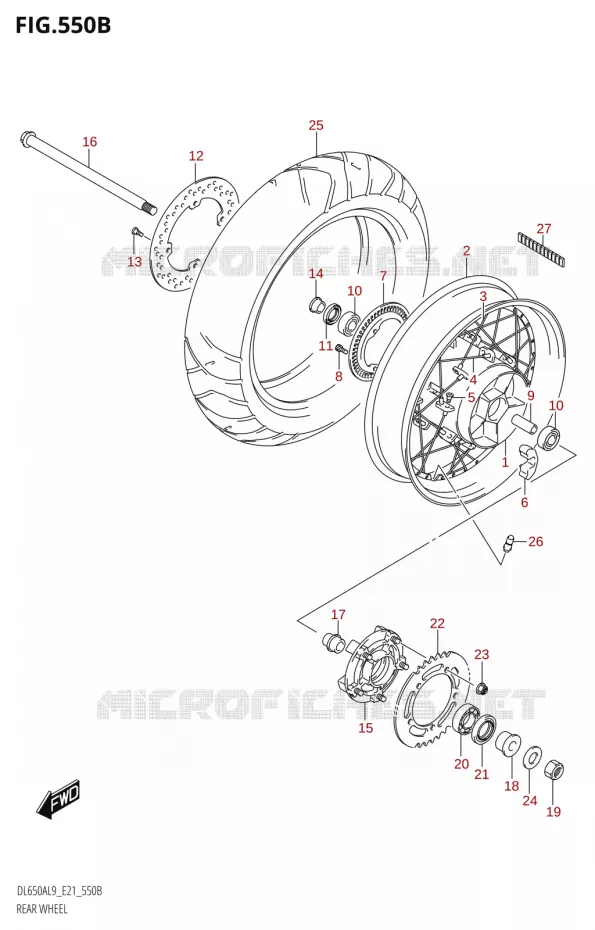 ACHTERWIELL650XA,DL650XAUE) Suzuki MOTO 650 V-STROM 2019  DL650XA L9 (E21)