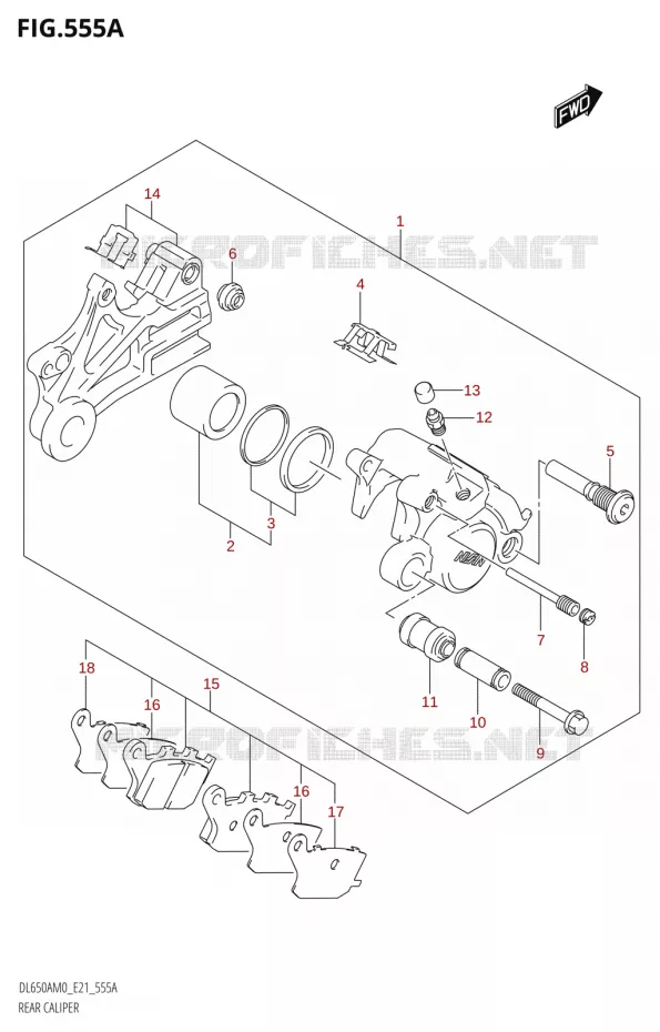 REAR CALIPER Suzuki MOTO 650 V-STROM 2020  DL650A M0 (E21)