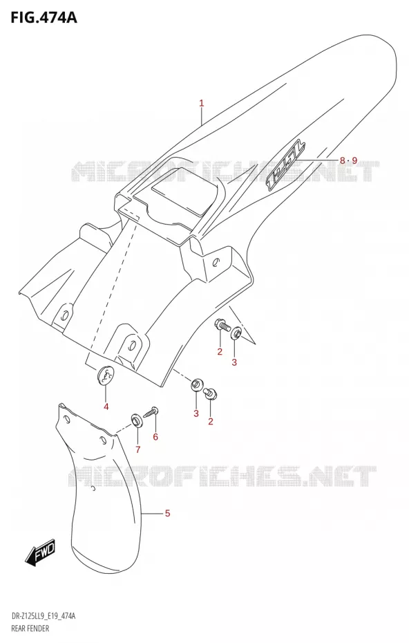 ACHTERSPATBORD Suzuki MOTO 125 DR-Z 2019  DR-Z125L L9 (E19)