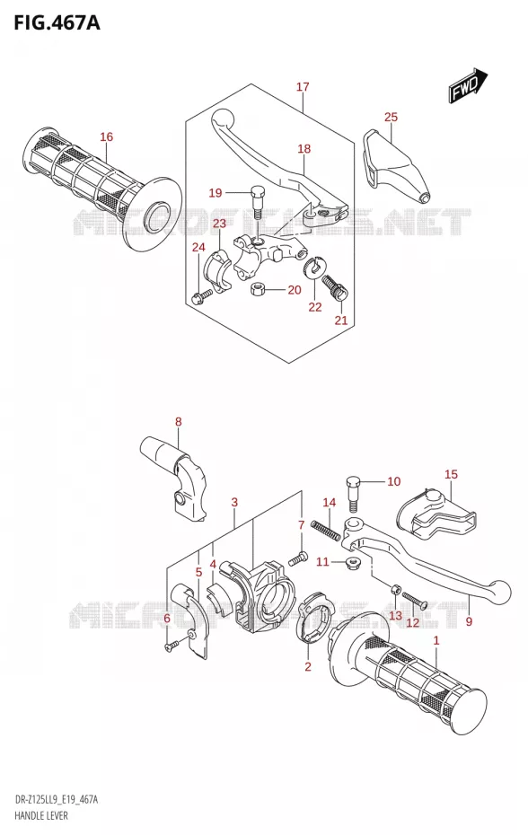HEFBOMEN - HANDGRIPS Suzuki MOTO 125 DR-Z 2019  DR-Z125L L9 (E19)