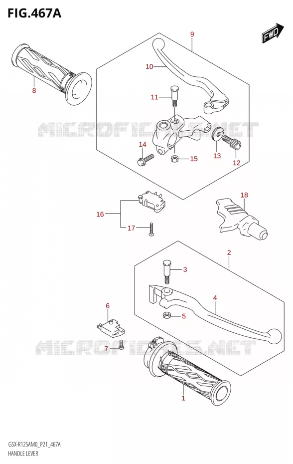 HANDGRIPS - LEVERS Suzuki MOTO 125 GSX-R 2020  GSX-R125XA M0 (P21)