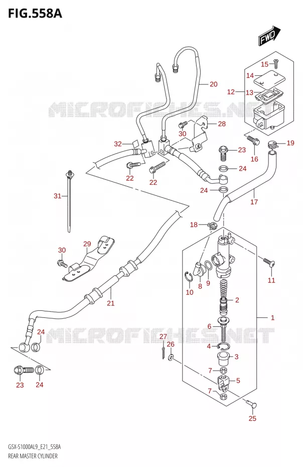ACHTER HOOFDREMCILINDER Suzuki MOTO 1000 GSX-S 2019  GSX-S1000A L9 (E21)
