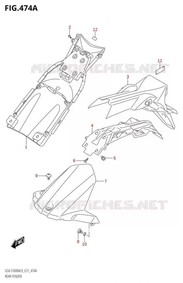 ACHTERSPATBORD Suzuki MOTO 1000 GSX-S 2019  GSX-S1000YAUF L9 (E21)