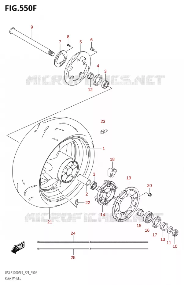 ACHTERWIELSX-S1000AZUFL9 E21) Suzuki MOTO 1000 GSX-S 2019  GSX-S1000AUF L9 (E21)