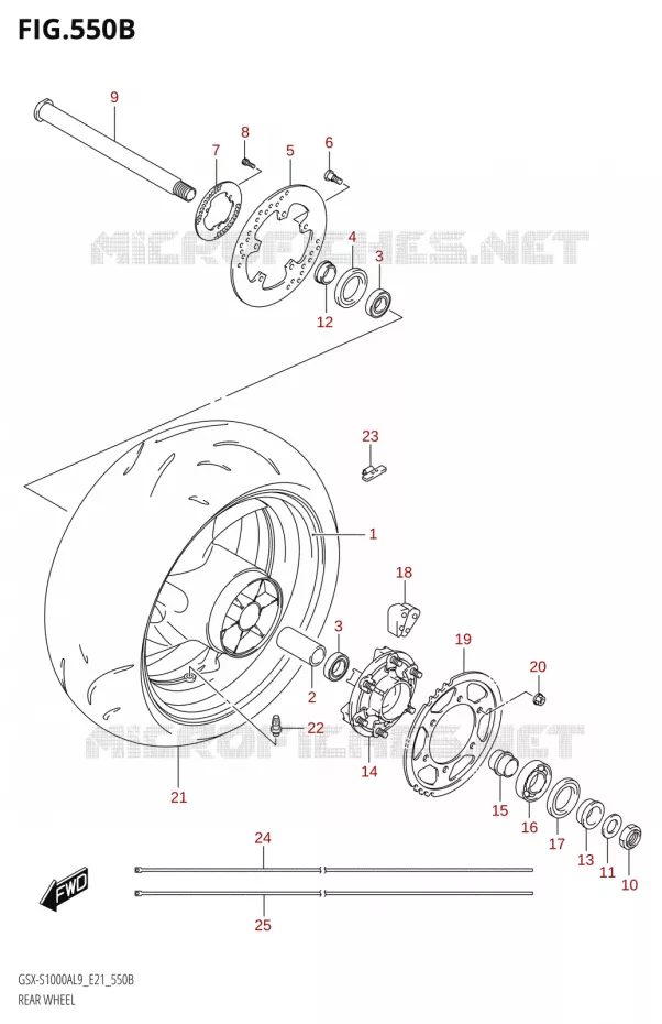 ACHTERWIELSX-S1000YAL9 E21) Suzuki MOTO 1000 GSX-S 2019  GSX-S1000A L9 (E21)
