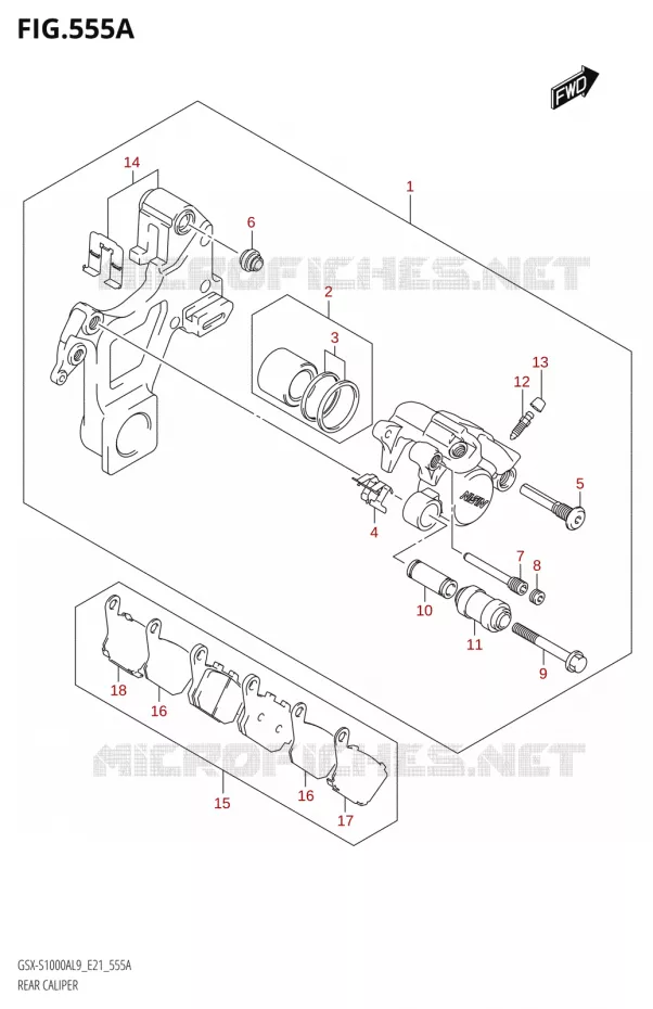 REAR CALIPER Suzuki MOTO 1000 GSX-S 2019  GSX-S1000YA L9 (E21)