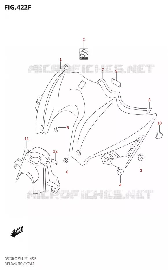 FUEL TANK VOORKLEP (GSX-S1000FZAUF:L9:E21) Suzuki MOTO 1000 GSX-S 2019  GSX-S1000FZAUF L9 (E21)