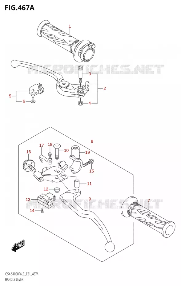 HEFBOMEN - HANDGRIPS Suzuki MOTO 1000 GSX-S 2019  GSX-S1000FYAUF L9 (E21)