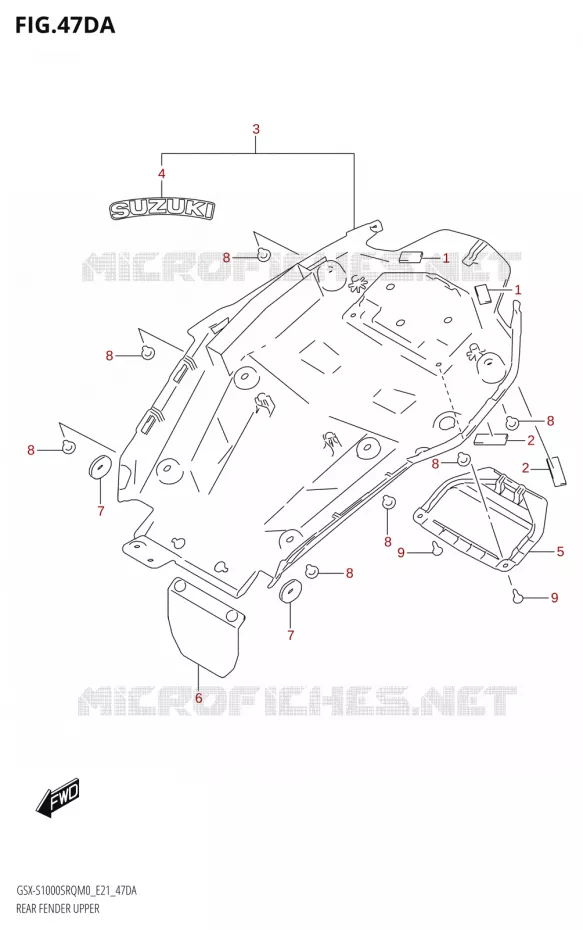 BOVENACHTERSPATBORD Suzuki MOTO 1000 KATANA 2019  GSX-S1000STQ L9 (E21)