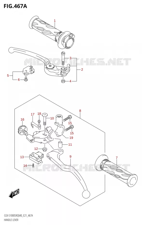 HEFBOMEN - HANDGRIPS Suzuki MOTO 1000 KATANA 2020  GSX-S1000STQ M0 (E21)
