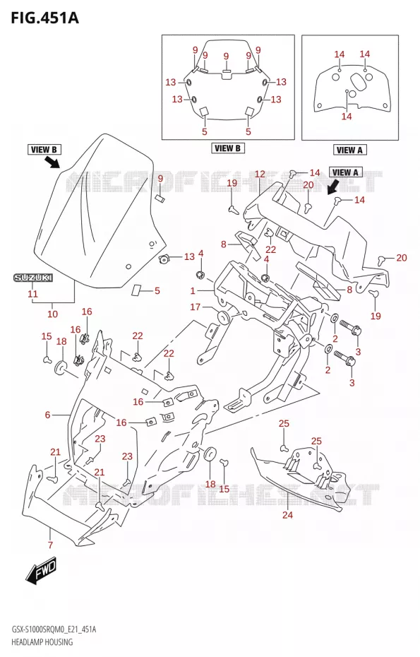 KOPLAMPBEHUIZING Suzuki MOTO 1000 KATANA 2020  GSX-S1000STQ M0 (E21)