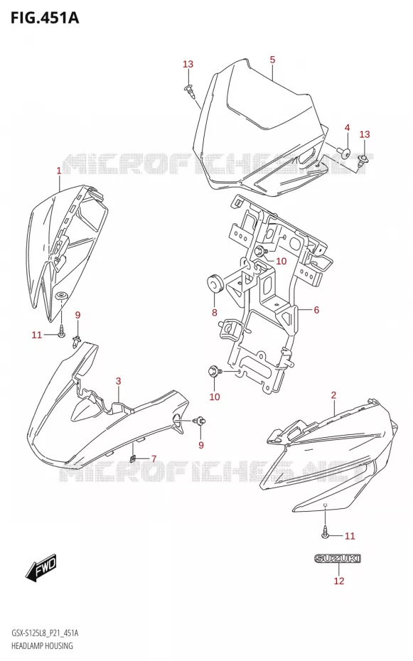 KOPLAMPBEHUIZING (GSX-S125ML:L8:P21) Suzuki MOTO 125 GSX-S 2018  GSX-S125ML L8 (P21)