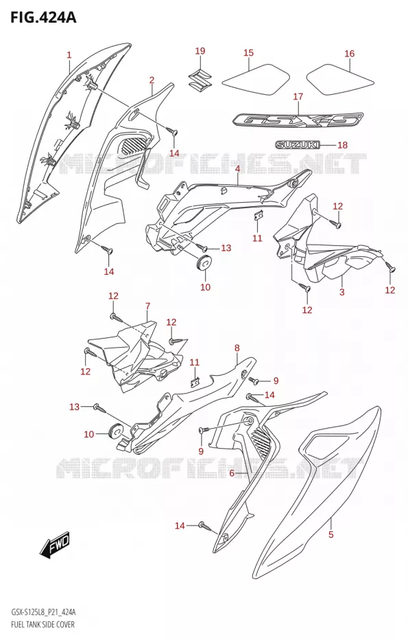 FUEL TANK ZIJKLEPER (GSX-S125ML:L8:P21) Suzuki MOTO 125 GSX-S 2018  GSX-S125MLX L8 (P21)