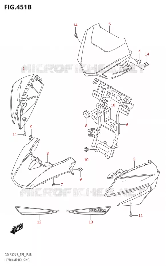 KOPLAMPBEHUIZING (GSX-S125MLX:L8:P21) Suzuki MOTO 125 GSX-S 2018  GSX-S125MLX L8 (P21)