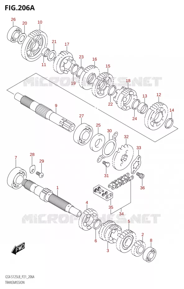 TRANSMISSION Suzuki MOTO 125 GSX-S 2018  GSX-S125MLX L8 (P21)