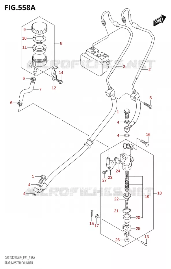 ACHTER HOOFDREMCILINDER Suzuki MOTO 125 GSX-S 2019  GSX-S125XA L9 (P21)