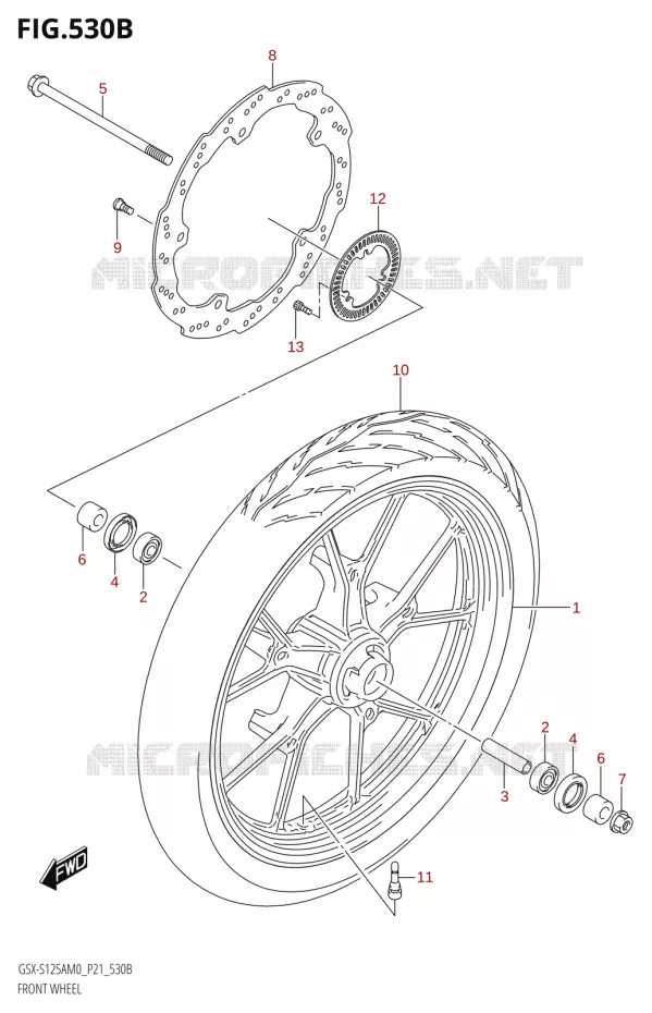 VOORWIELT (GSX-S125XAM0 P21) Suzuki MOTO 125 GSX-S 2020  GSX-S125A M0 / GSX-S125XA M0 (P21)