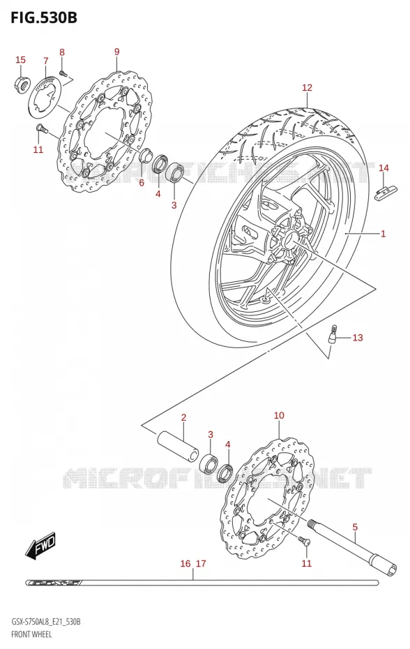 VOORWIELEL (GSX-S750ZA:L8:E21) Suzuki MOTO 750 GSX-S 2018  GSX-S750ZA L8 (E21)