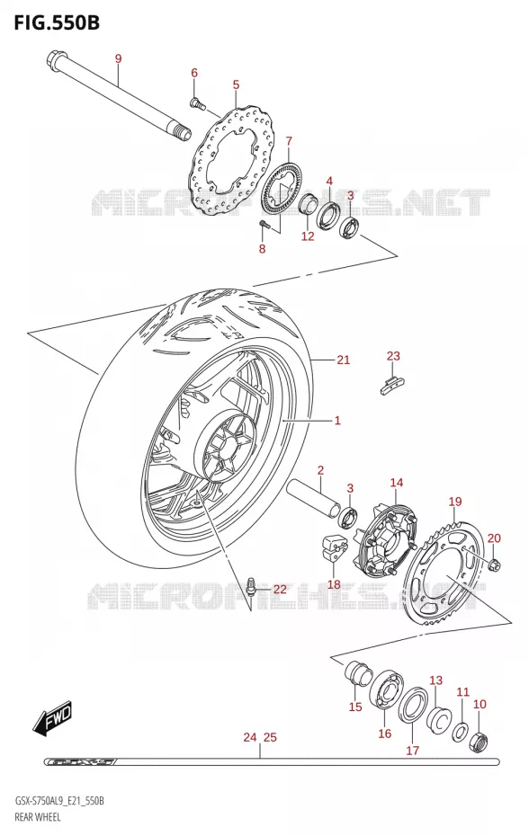 ACHTERWIEL (GSX-S750YA:L9:E21) Suzuki MOTO 750 GSX-S 2019  GSX-S750A L9 (E21)