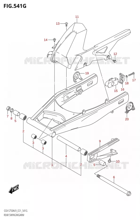 SWINGARMGINGARM (GSX-S750WQZ:L9:E21) Suzuki MOTO 750 GSX-S 2019  GSX-S750A L9 (E21)