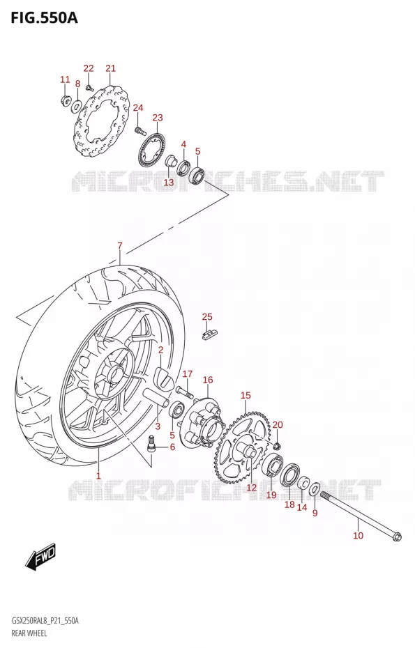 ACHTERWIEL (GW250RA:L8:P21) Suzuki MOTO 250 INAZUMA 2018  GW250RA L8 (P21)