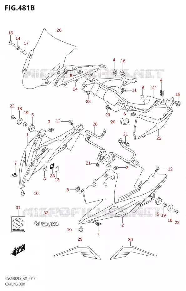 KUIPNG BODY (GW250RAZ:L8:P21) Suzuki MOTO 250 INAZUMA 2018  GW250RAZ L8 (P21)