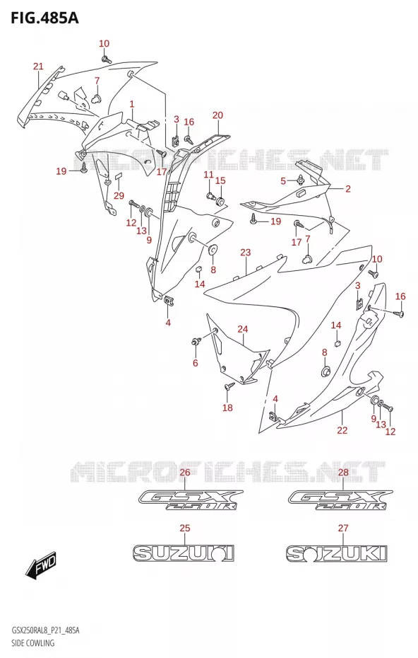 SIDE KUIPNG (GW250RA:L8:P21) Suzuki MOTO 250 INAZUMA 2018  GW250RA L8 (P21)